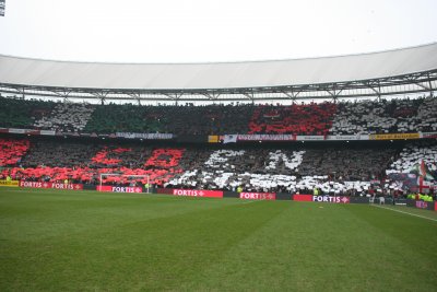 TIFO actie ter ere van Coen Moulijn die 70 was geworden
