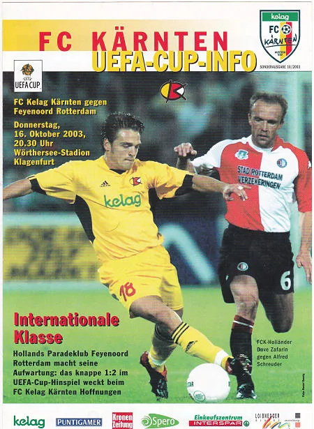 Programmaboekje FC Kärnten – Feyenoord