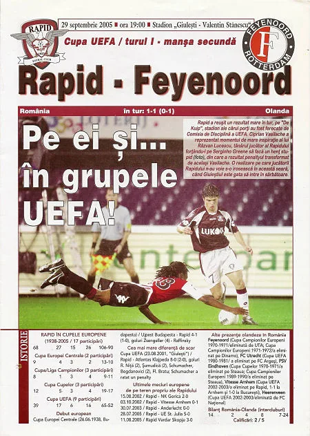 Programmaboekje Rapid Boekarest – Feyenoord