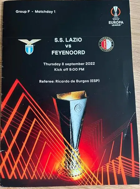 Programmaboekje Lazio Roma – Feyenoord