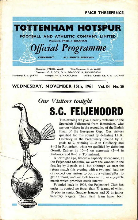 Programmaboekje Tottenham Hotspur – Feyenoord