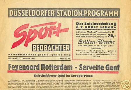 Programmaboekje Feyenoord – Servette FC