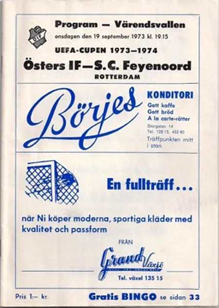 Programmaboekje Osters IF – Feyenoord