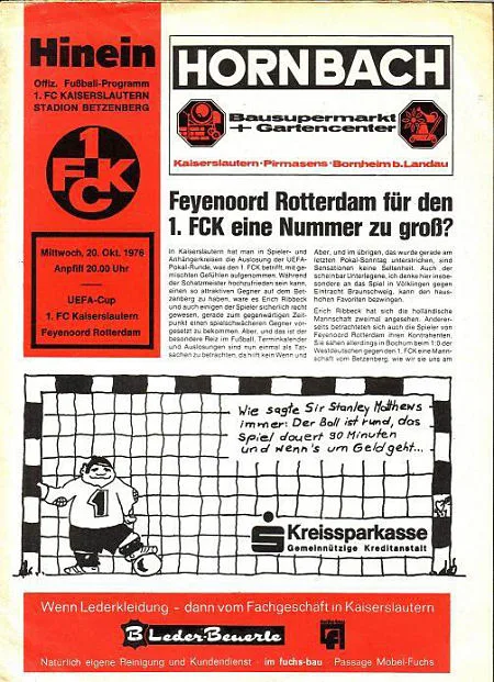 Programmaboekje 1. FC Kaiserslautern – Feyenoord