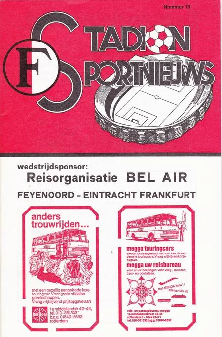 Programmaboekje Feyenoord – Eintracht Frankfurt