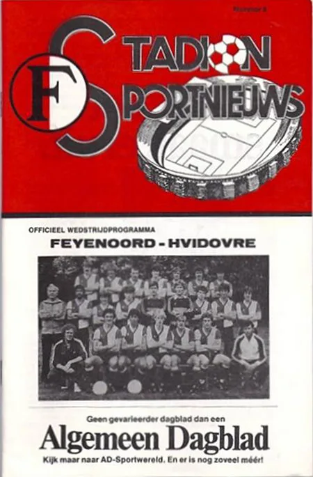 Programmaboekje Feyenoord – Hvidovre Kopenhagen