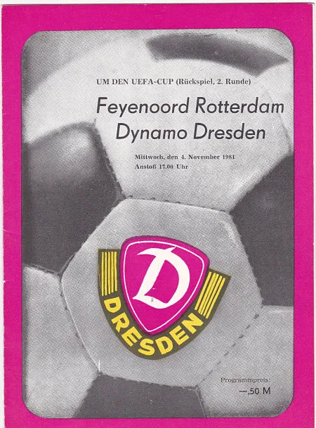 Programmaboekje Dynamo Dresden – Feyenoord