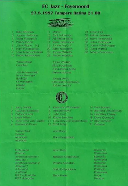 Programmaboekje FC Jazz – Feyenoord