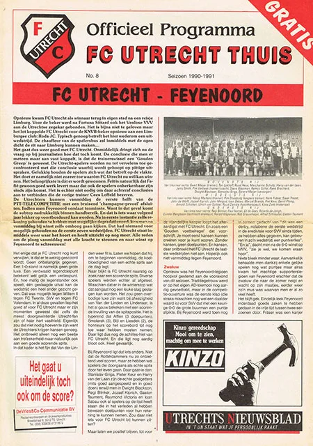 Programmaboekje FC Utrecht – Feyenoord