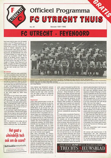 Programmaboekje FC Utrecht – Feyenoord