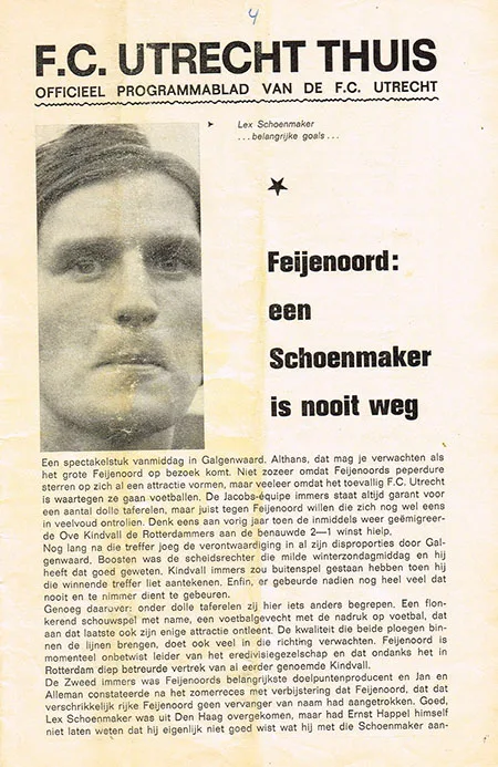Programmaboekje FC Utrecht – Feyenoord