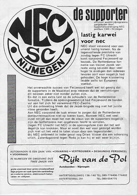 Programmaboekje SC NEC – Feyenoord