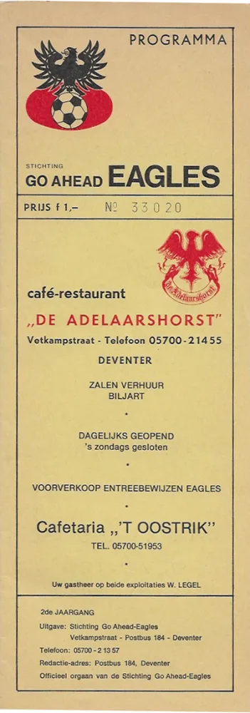 Programmaboekje Go Ahead Eagles – Feyenoord
