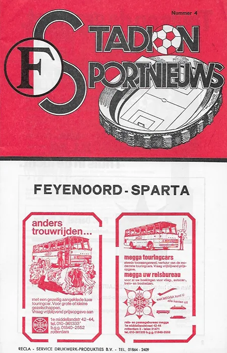 Programmaboekje Feyenoord – Sparta Rotterdam