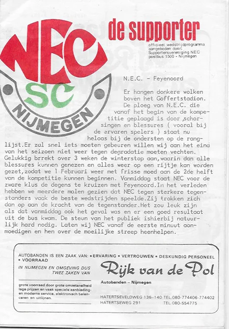 Programmaboekje SC NEC – Feyenoord