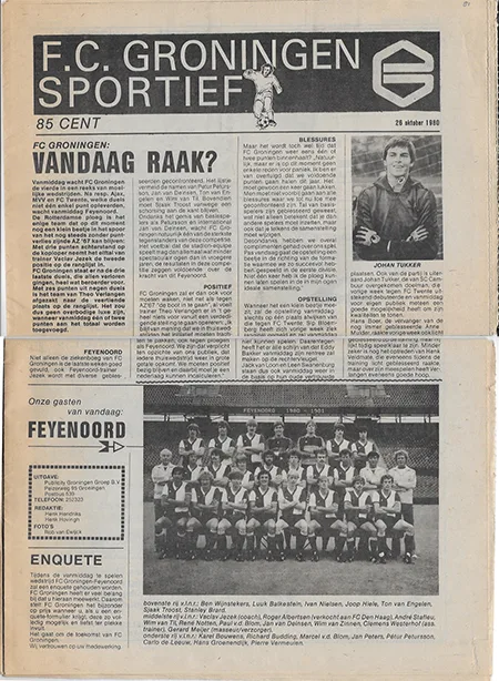 Programmaboekje FC Groningen – Feyenoord