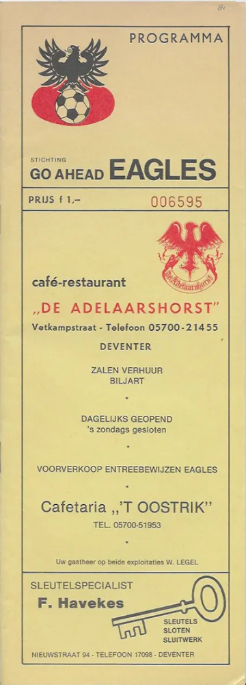 Programmaboekje Go Ahead Eagles – Feyenoord