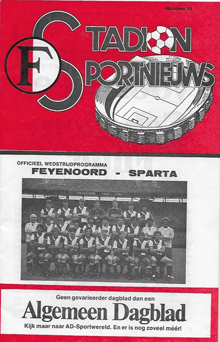 Programmaboekje Feyenoord – Sparta Rotterdam