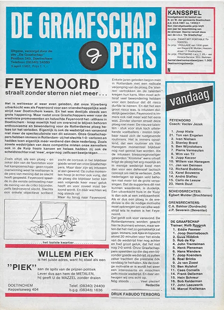 Programmaboekje De Graafschap – Feyenoord
