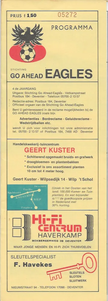 Programmaboekje Go Ahead Eagles – Feyenoord
