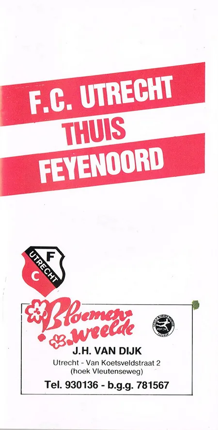 Programmaboekje FC Utrecht – Feyenoord