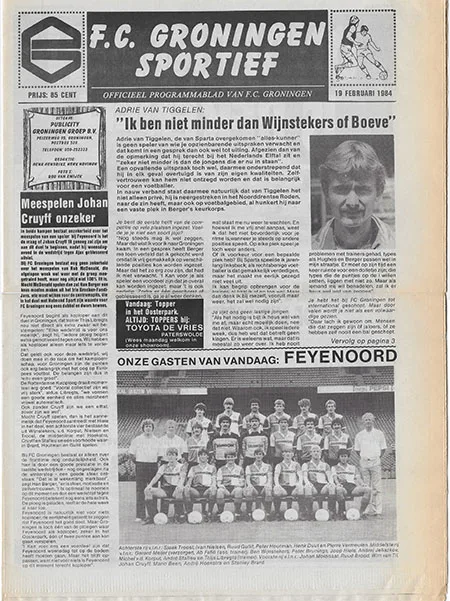Programmaboekje FC Groningen – Feyenoord