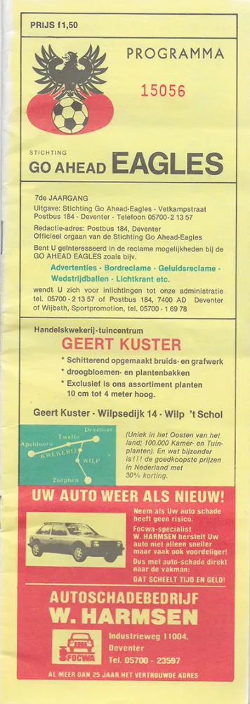 Programmaboekje Go Ahead Eagles – Feyenoord