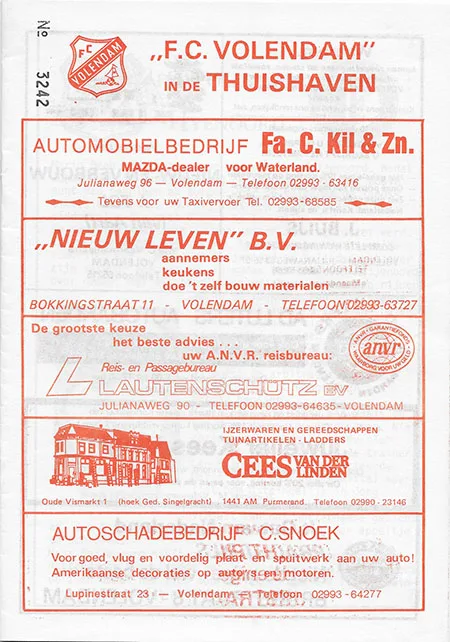Programmaboekje FC Volendam – Feyenoord