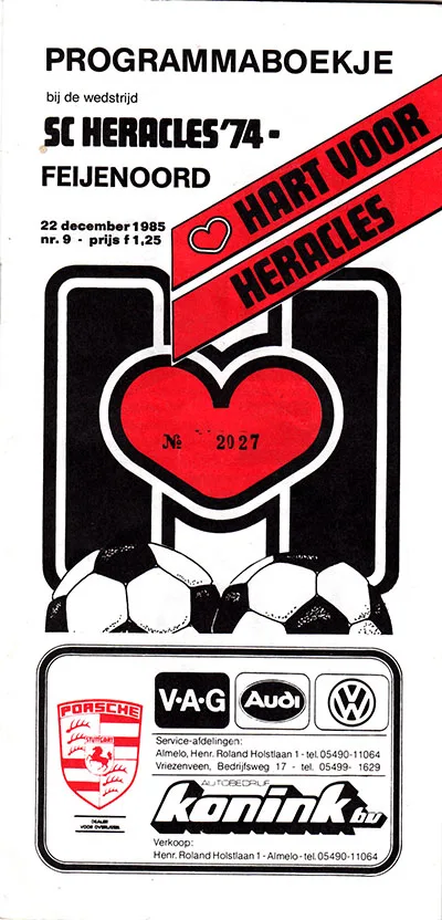 Programmaboekje Heracles Almelo – Feyenoord