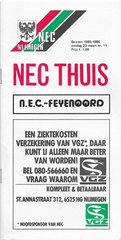 Programmaboekje SC NEC – Feyenoord