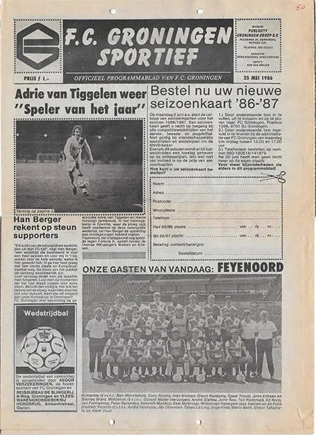 Programmaboekje FC Groningen – Feyenoord