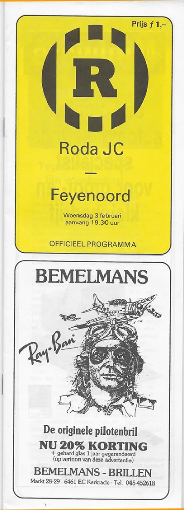Programmaboekje Roda JC – Feyenoord