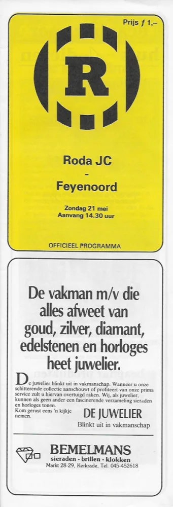 Programmaboekje Roda JC – Feyenoord