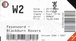 Toegangskaart Feyenoord – Blackburn Rovers