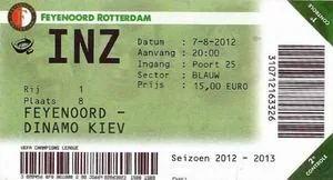 Toegangskaart Feyenoord – Dinamo Kiev