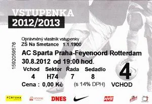 Toegangskaart Sparta Praag – Feyenoord