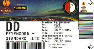 Toegangskaart Feyenoord – Standard Luik
