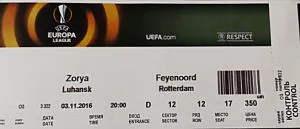 Toegangskaart Zorya Luhansk – Feyenoord