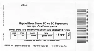 Toegangskaart Hapoel Beer Sheva – Feyenoord