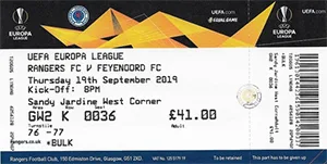 Toegangskaart Glasgow Rangers – Feyenoord