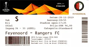 Toegangskaart Feyenoord – Glasgow Rangers