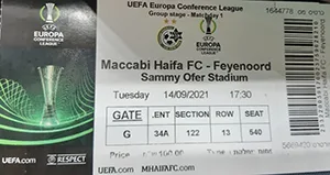 Toegangskaart Maccabi Haifa – Feyenoord