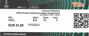 Toegangskaart 1. FC Union Berlin – Feyenoord
