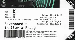 Toegangskaart Feyenoord – Slavia Praag