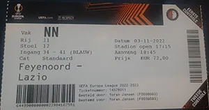 Toegangskaart Feyenoord – Lazio Roma