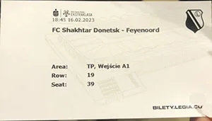 Toegangskaart Shakhtar Donetsk – Feyenoord