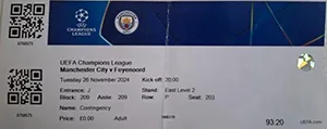 Toegangskaart Manchester City – Feyenoord