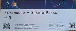 Toegangskaart Feyenoord – Sparta Praag