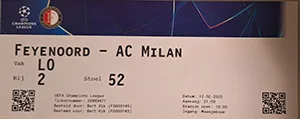 Toegangskaart Feyenoord – AC Milan