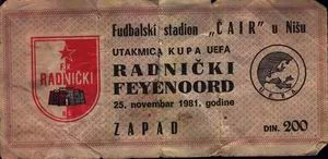 Toegangskaart Radnicki Nis – Feyenoord